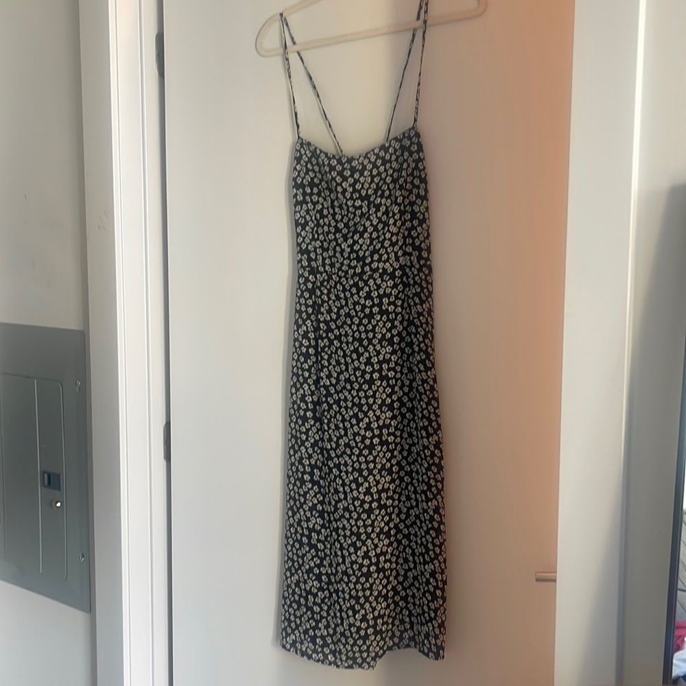 Black Floral Slip Dress with Spaghetti Straps